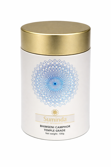 Suminda by DevShoppe Bhimseni Camphor - Temple Grade Kapoor (100g) | Strong Aroma, Clean Burning, Minimal Residue | Ideal for Puja, Aarti & Daily Ritual Use | Premium Jar Packaging