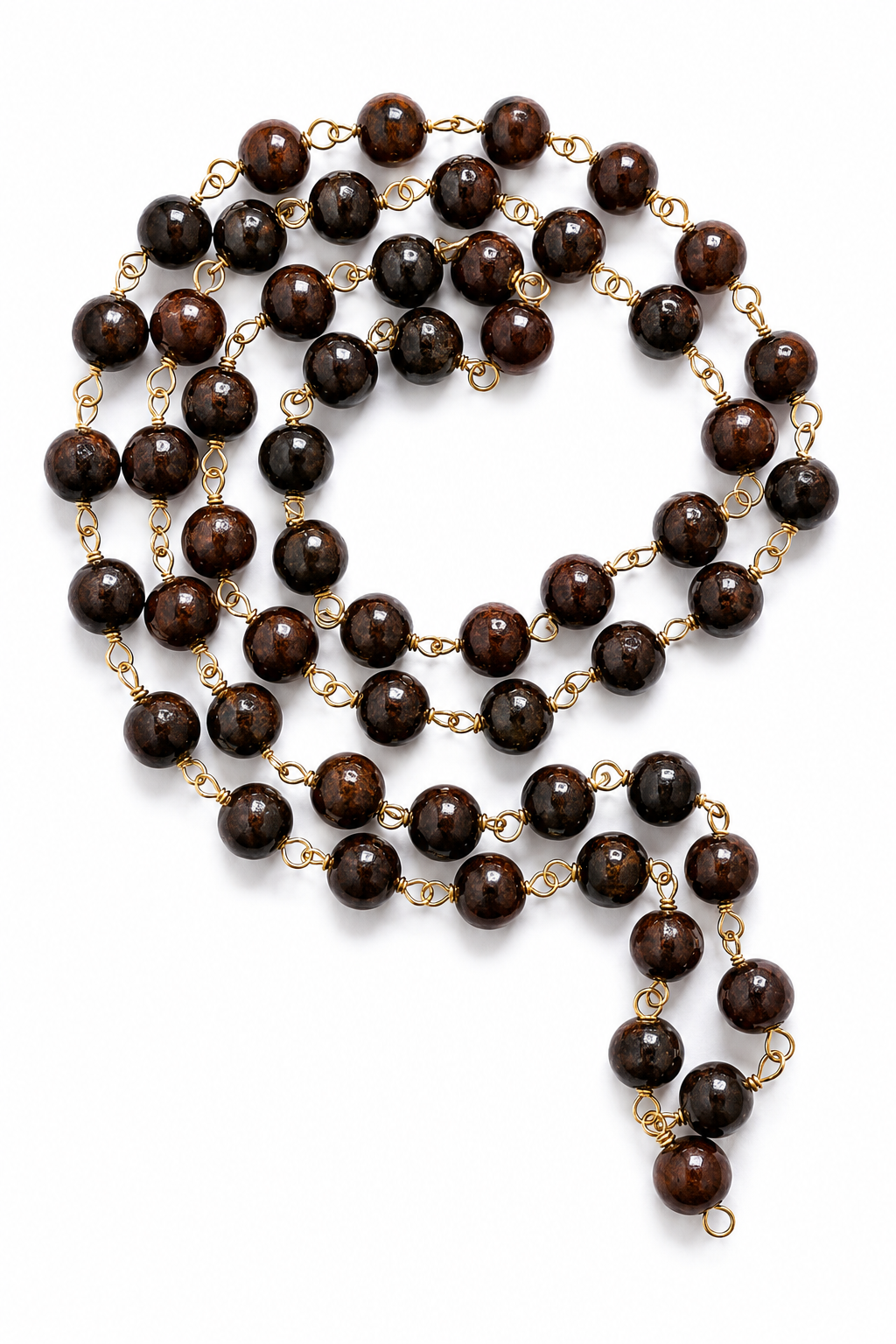 Natural Red Sandalwood (Lal Chandan) Wearing Mala in Brass Wire | 54+1 Beads with Sumeru | 7 mm Handcrafted Spiritual Necklace for Men & Women | Traditional Meditation & Everyday Wear