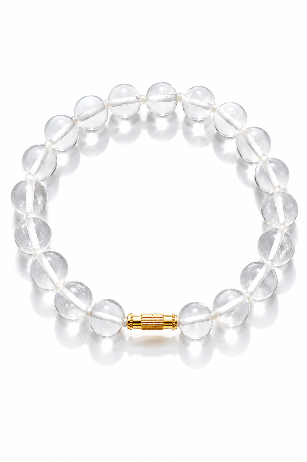 Natural Clear Sphatik Crystal Bracelet 9mm | Handcrafted Quartz Gemstone Bracelet with Knotted Thread & Screw Clasp | 8 Inch Healing Crystal Bracelet for Men & Women | Premium Meditation & Spiritual Jewelry