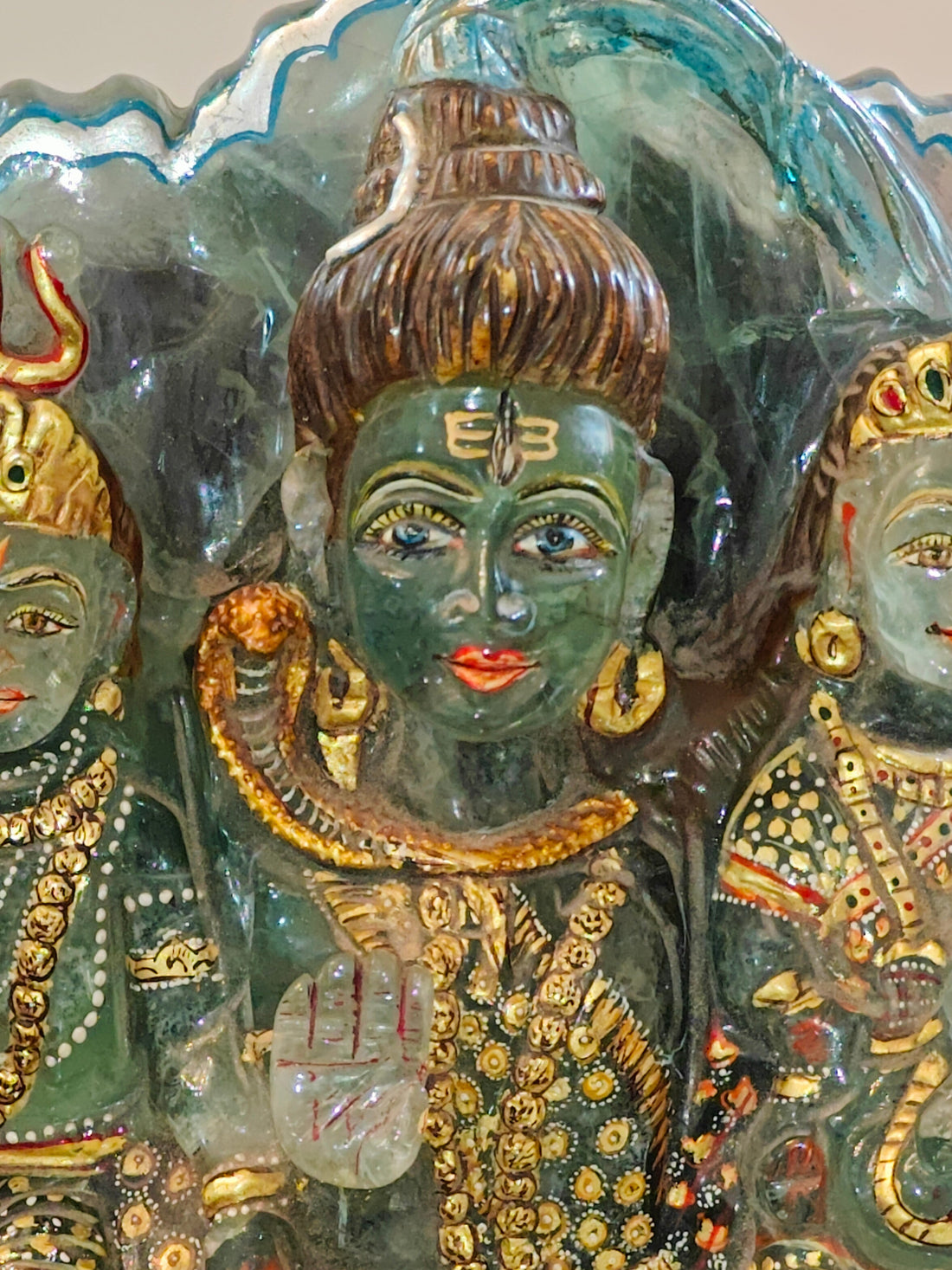 Lord Shiva with Family (Shiv Parivar) idol in Blue Fluorite stone
