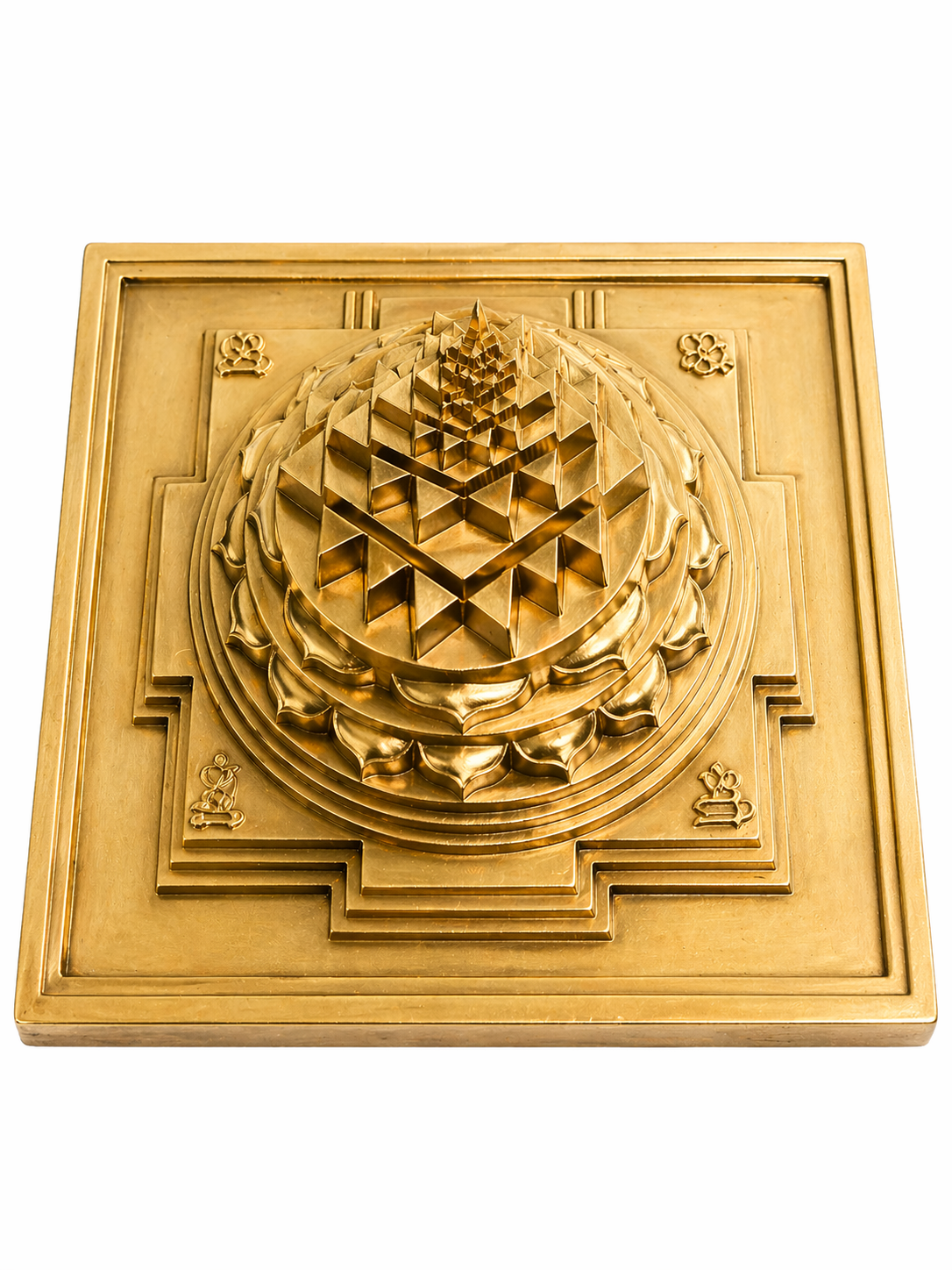 Solid Brass 3D Meru Yantra 4.5 Inch Heavy One Piece Shri Chakra