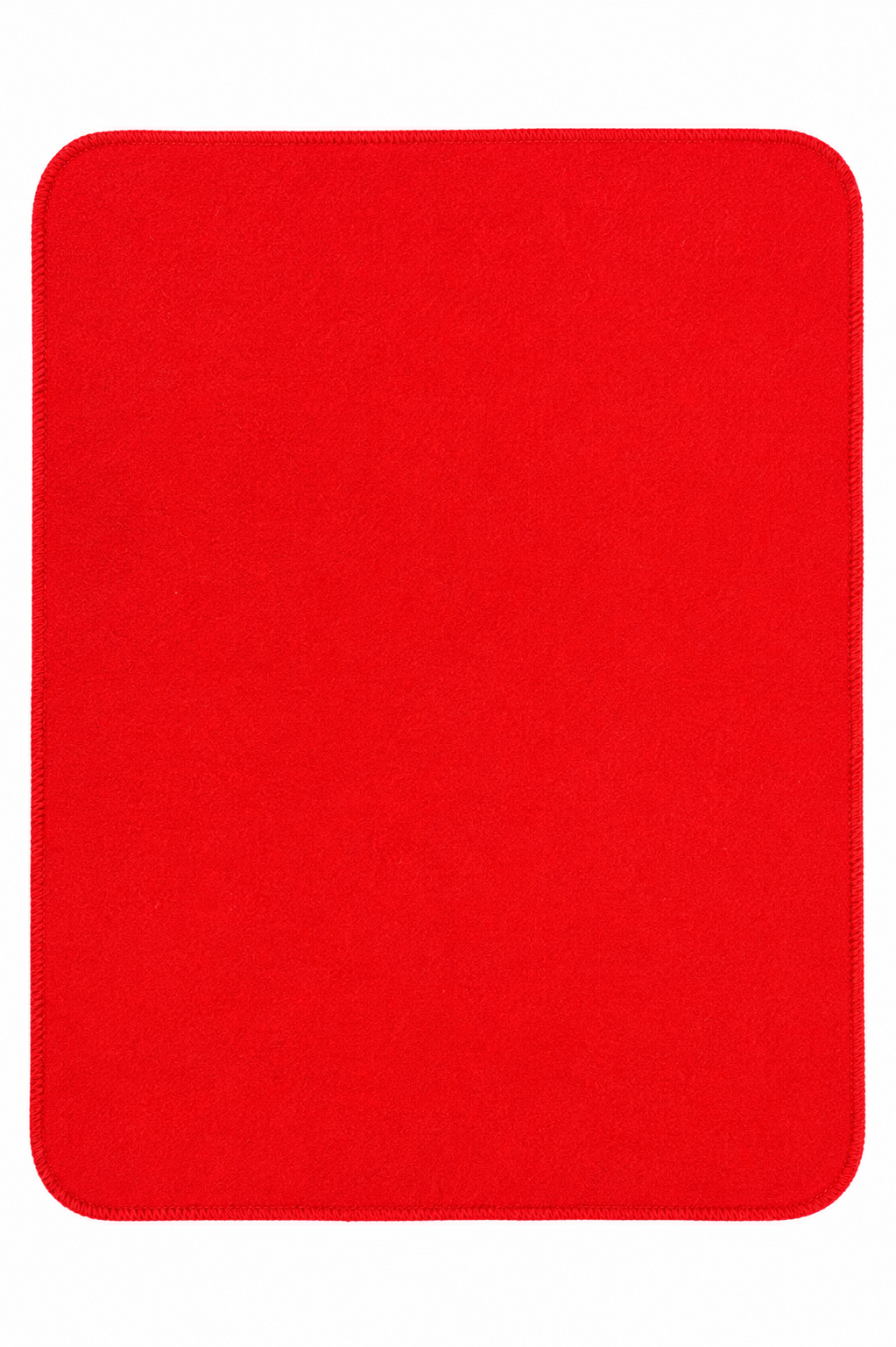 Red woolen asan mat, rectangular with rounded edges