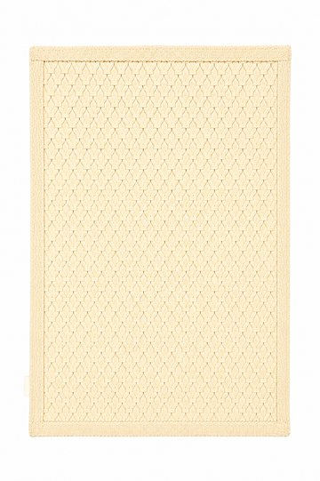 White hand-woven prayer mat with textured weave, 21 x 15 in