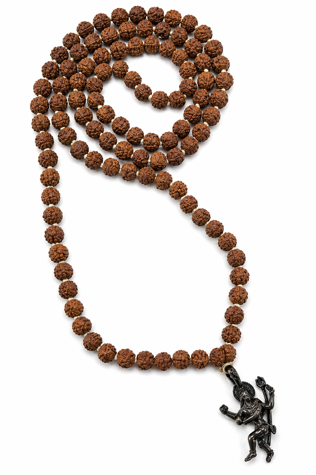 Rudraksha Mala with Lord Shiva Pendant | 8mm Beads | Oxidized Silver