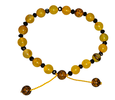 Yellow Dragon vein agate adjustable bracelet premium quality
