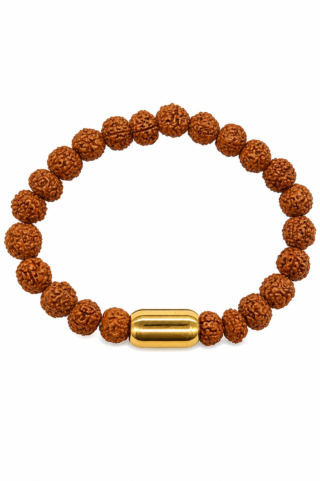Braunes Rudraksha-Armband mit 9-mm Perlen und goldfarbenem Magnetverschluss