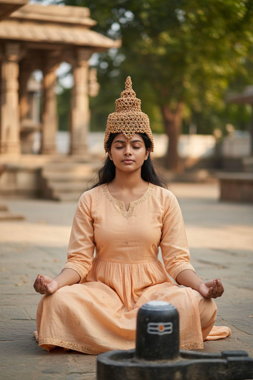 Rudraksha crown cap for meditation