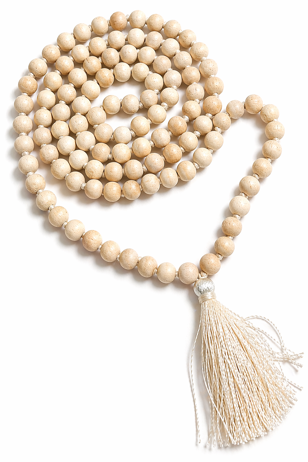 Neem Wood Japa Mala 108 Beads with Tassel | Natural Hand Knotted Jap Mala for Chanting Meditation Prayer | Free Gaumukhi Japamala Bag Included