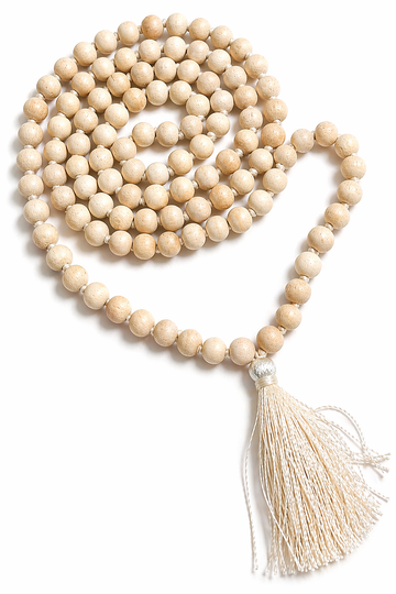 Neem Wood Japa Mala 108 Beads with Tassel | Natural Hand Knotted Jap Mala for Chanting Meditation Prayer | Free Gaumukhi Japamala Bag Included