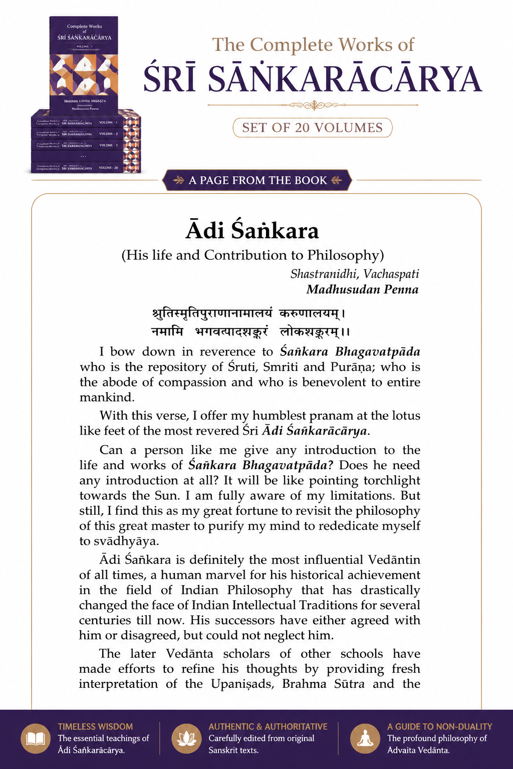 The Complete Works of Śrī Śaṅkarācārya (Set of 20 Volumes): Definitive Edition of Advaita Vedānta, Brahma Sūtra Bhāṣya, Upaniṣad Bhāṣyas & Bhagavad Gītā Commentary