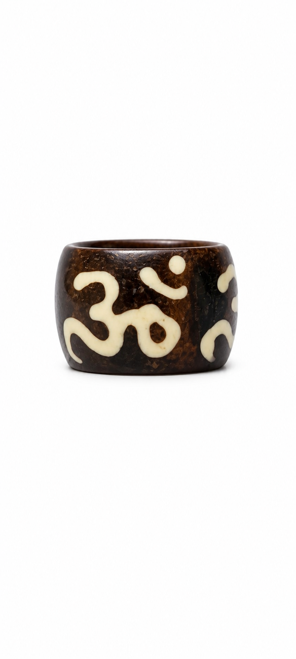 Aum (Om) Wooden Ring - Handcrafted Natural Wood Band with All-Around Om Carving | Comfortable Fit for Any Finger | Unisex