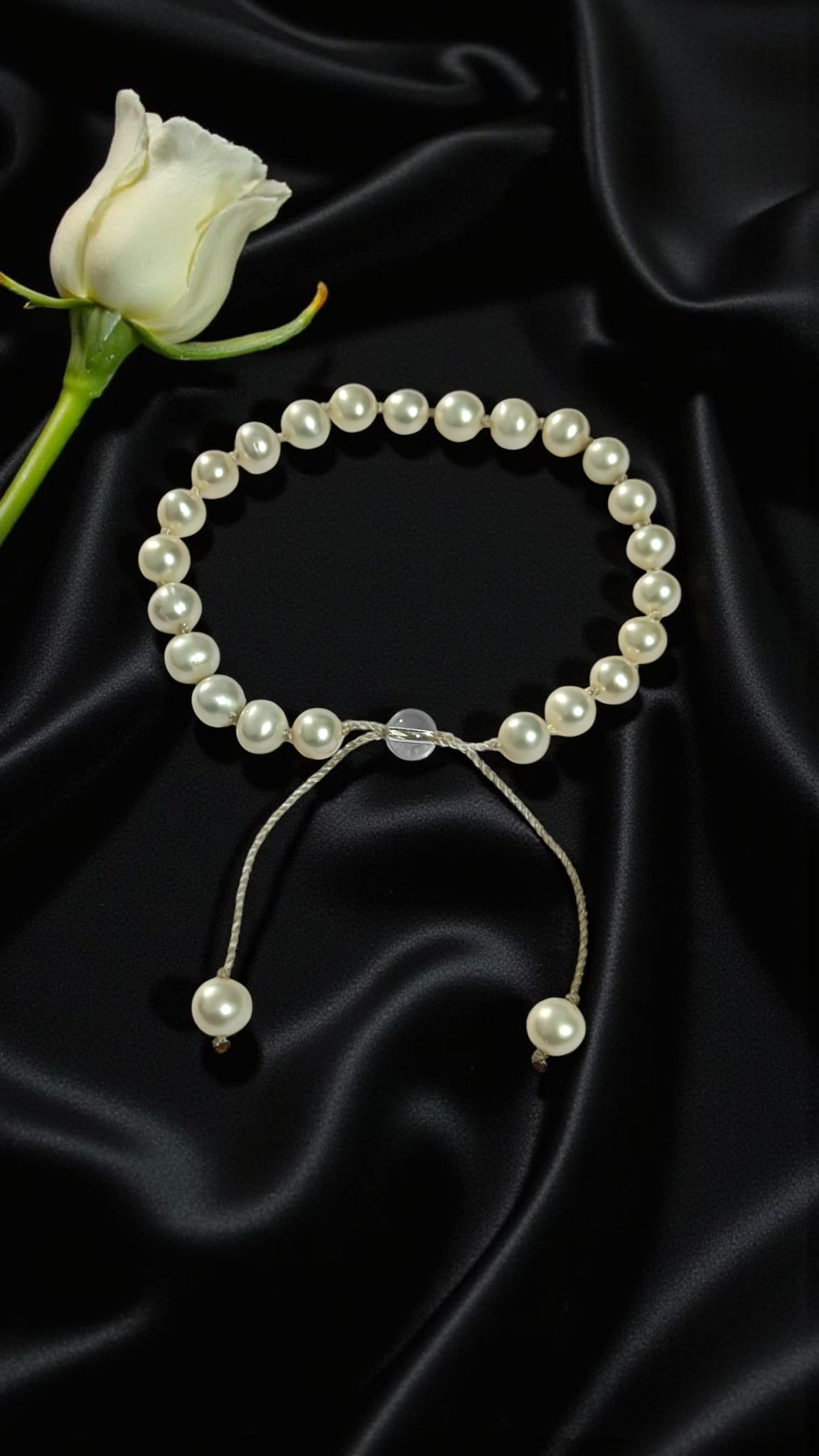 Beautiful Pearl beads bracelet in adjustable thread