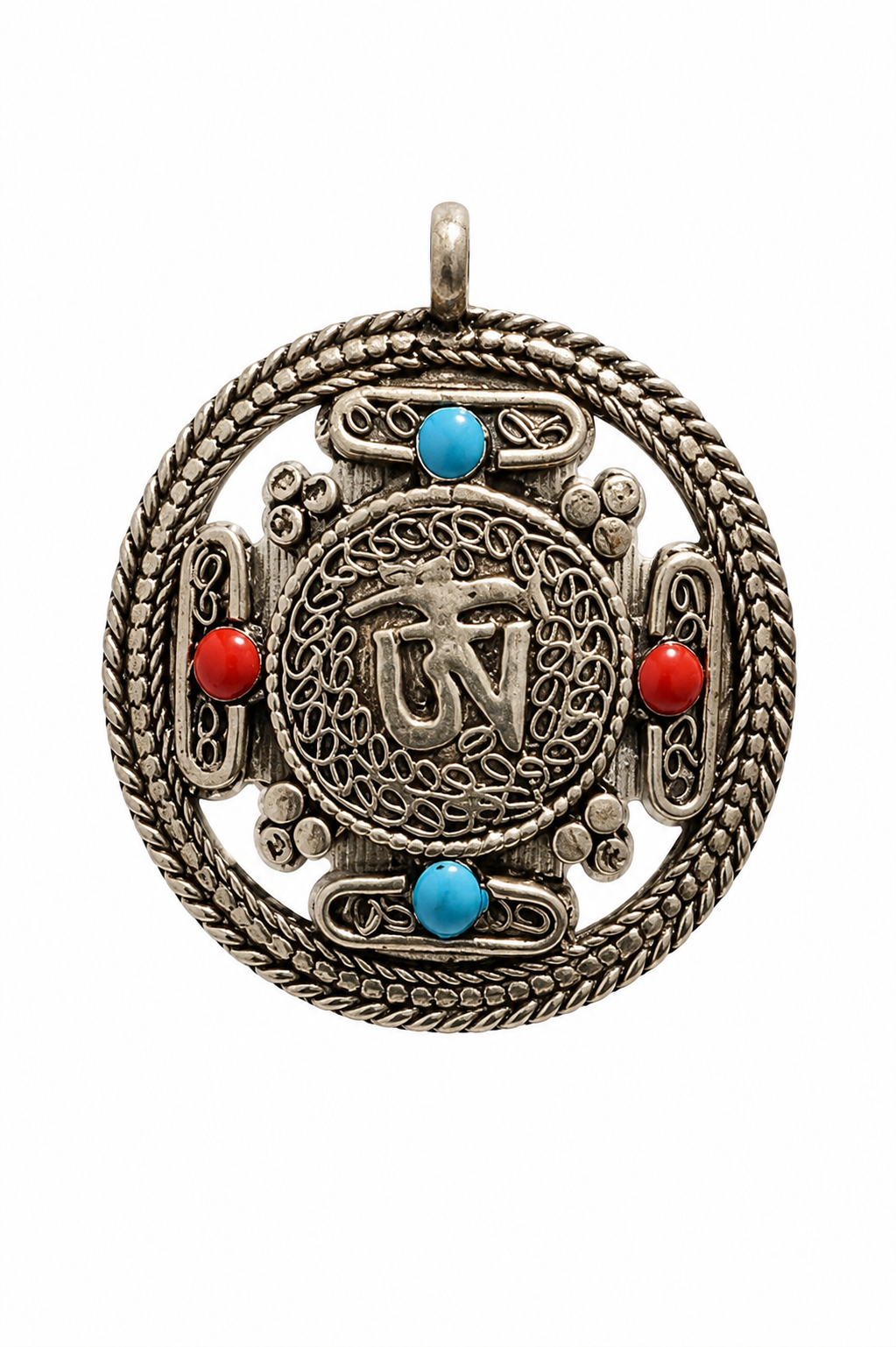 Handcrafted Tibetan Reversible Aum (Om) & Double Dorje Pendant | Traditional Buddhist Symbol | Unisex Necklace Pendant