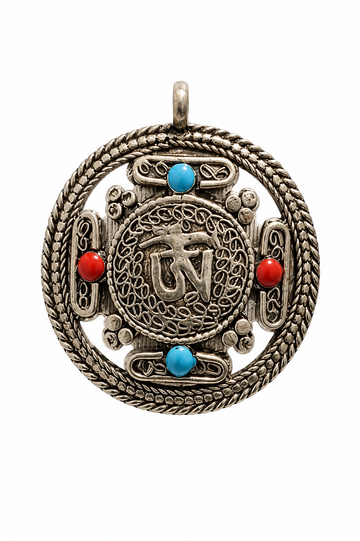 Handcrafted Tibetan Reversible Aum (Om) & Double Dorje Pendant | Traditional Buddhist Symbol | Unisex Necklace Pendant