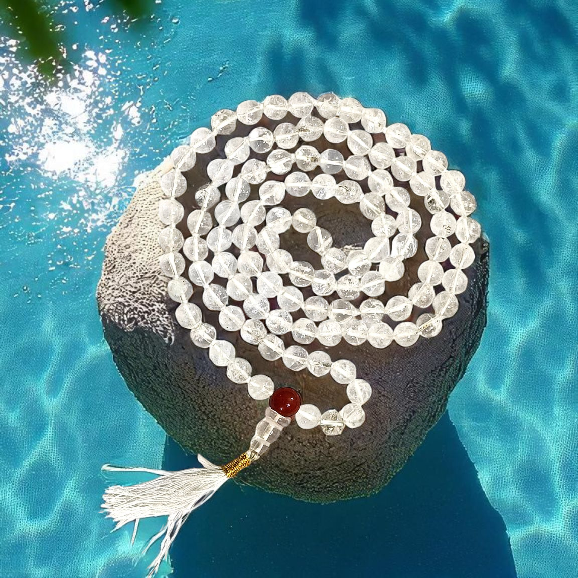 Buddhist style Crystal (Sphatik/ sfatik) Mala Prayer Beads