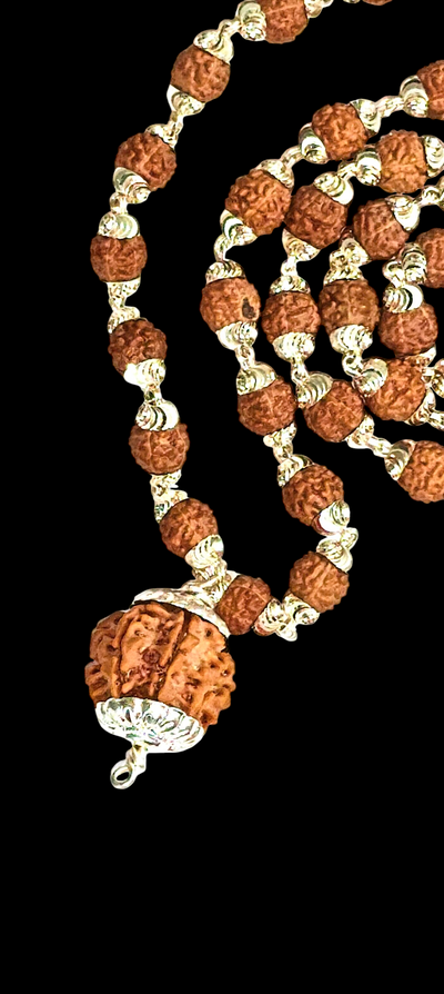 Rudraksha silver mala