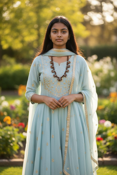 Half Moon One faced Rudraksha Nine beads Mala in Pure Silver – Unique Designer Spiritual Necklace for Men & Women