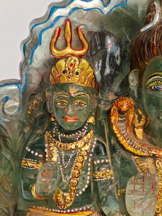 Lord Shiva with Family (Shiv Parivar) idol in Blue Fluorite stone