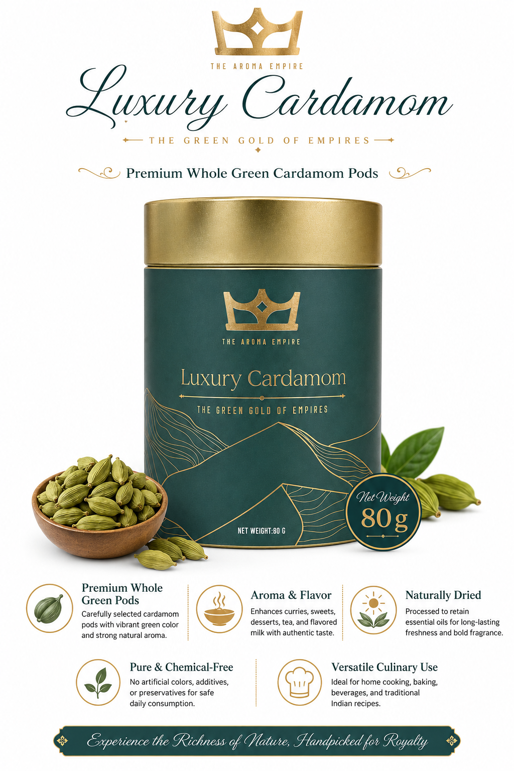 The Aroma Empire luxury grade Green Cardamom