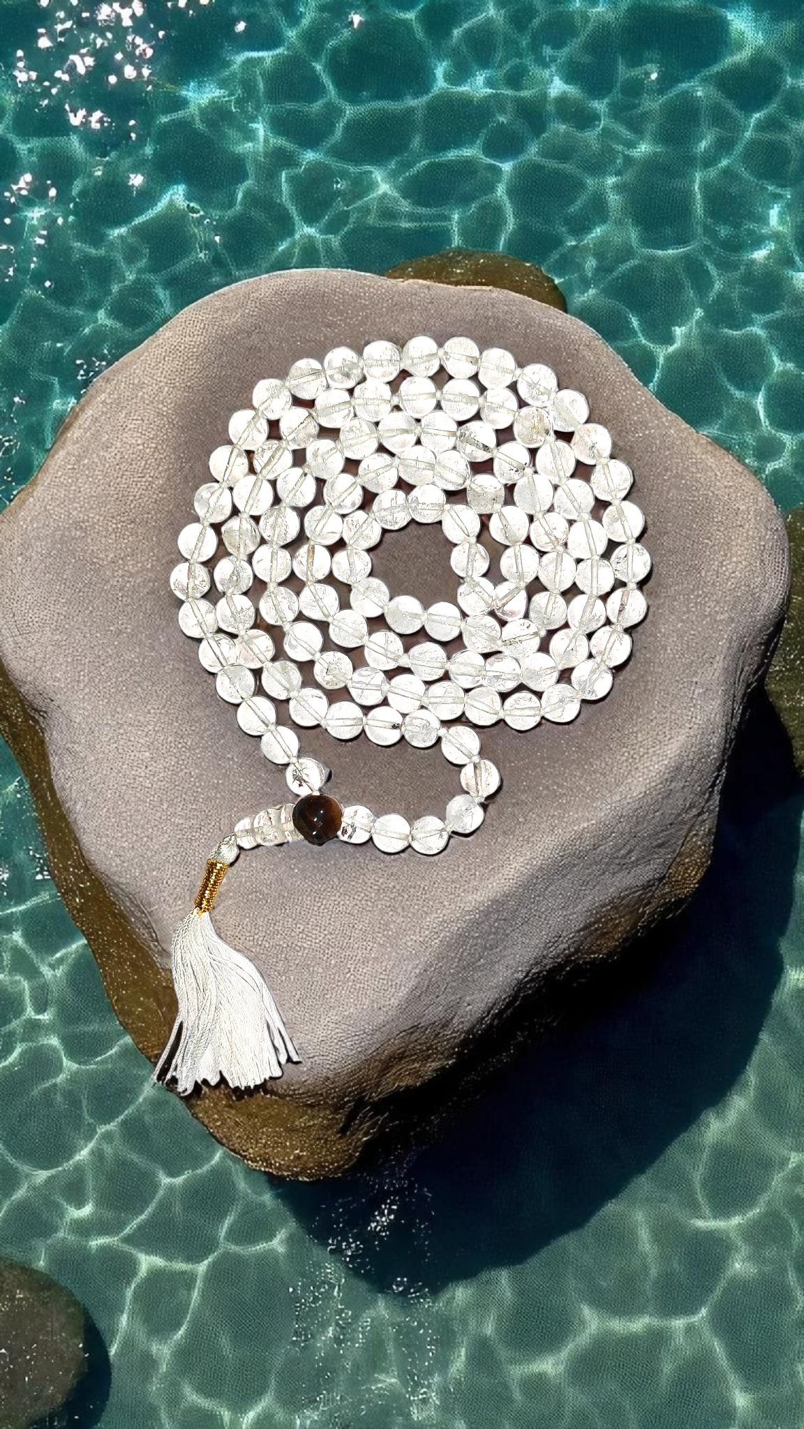 Buddhist style Crystal (Sphatik/ sfatik) Mala Prayer Beads