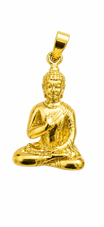 Gold Polished Buddha Pendant for Men & Women | Premium Gold Finish Meditating Buddha Necklace Charm | Spiritual Jewelry | Symbol of Peace & Wisdom