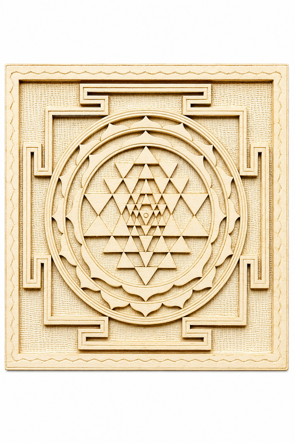 Sri Yantra Shriparni Wood Sriyantra for Home & Office Decor - 6x6 Inch Sacred Spiritual Wall/Tabletop