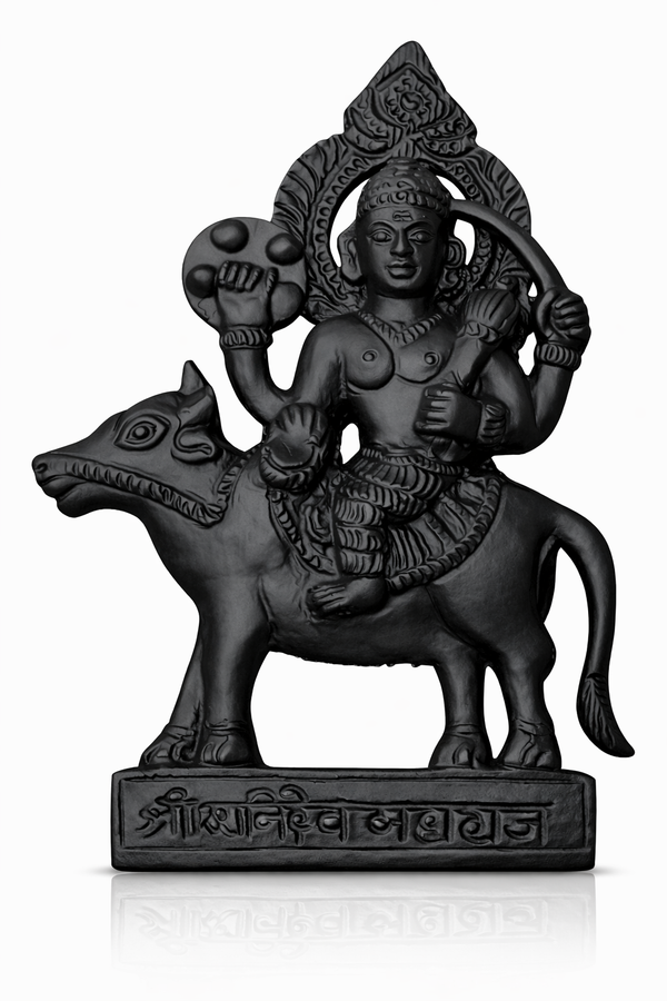 Shani Dev Iron Idol Murti 5 Inch Matte Black Finish | Loha Shani Maharaj Statue for Home Temple, Puja Room & Donation | Saturn Inspired Spiritual Decor