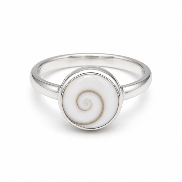 Gomti Chakra Pure Silver Ring - Natural Sacred Spiral Design