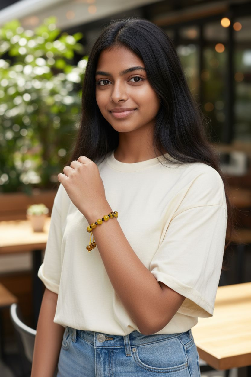 Yellow Dragon vein agate adjustable bracelet premium quality