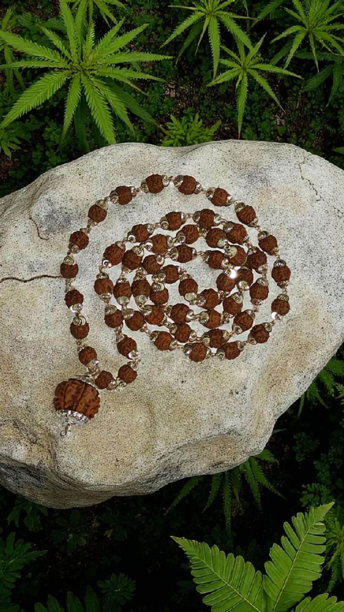 Rudraksha mala in pure silver