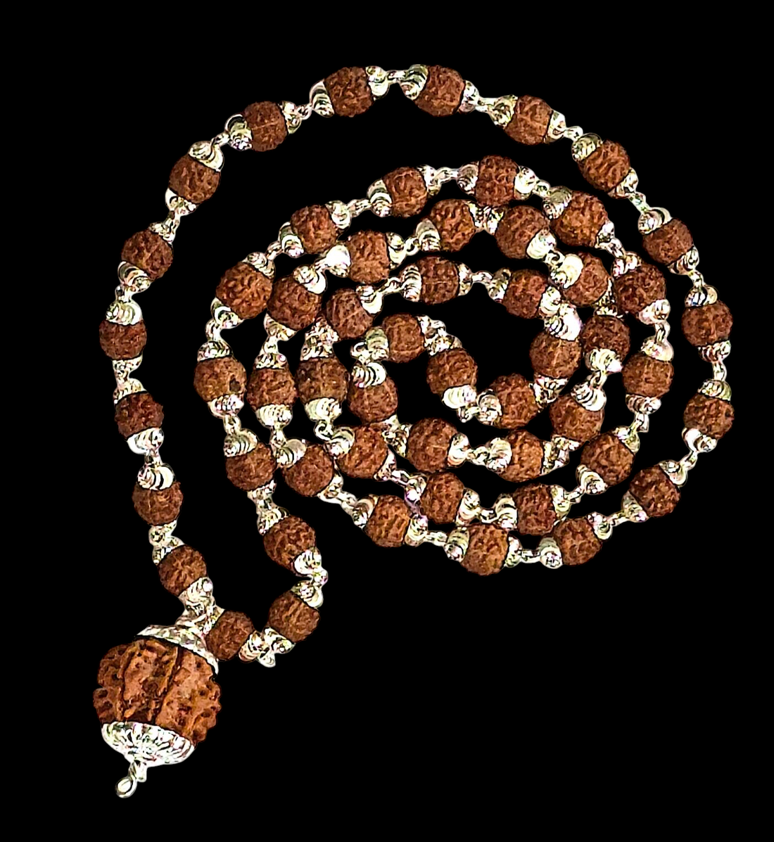 Rudraksha mala in silver
