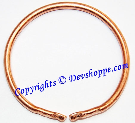 Solid pure copper kada bracelet, round bangle with smooth curved finish