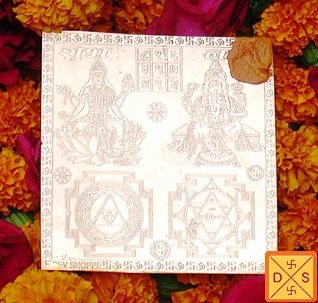 Sri Subh Labh yantra engraved on copper plate with multiple deity and geometric symbols