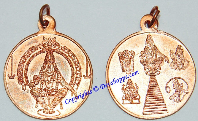 Shri Ayyappan swamy pendant (dollar) in copper - Devshoppe