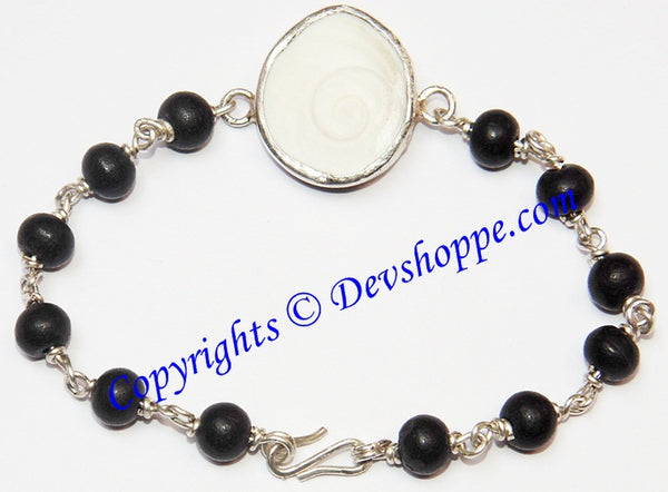 Gomti Chakra bracelet with Black Ebony beads in pure silver