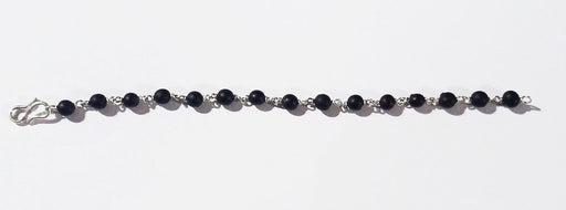 Black Vaijanti beads bracelet in pure silver - Devshoppe