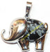 Snowflake Obsidian Elephant pendant in white metal - Devshoppe