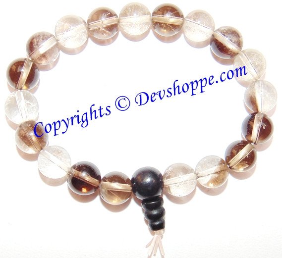 Crystal Quartz beads and Smoky (Smokey) Quartz beads Combination bracelet in stretch elastic - Devshoppe