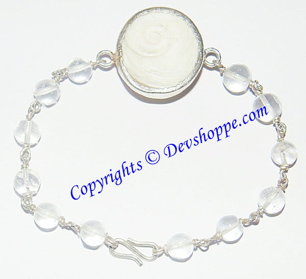 Gomti Chakra bracelet with Crystal beads in pure silver