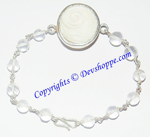 Gomti Chakra bracelet with Crystal beads in pure silver - Devshoppe
