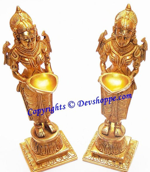 Goddess Deep Lakshmi (Deeplakshmi) pair brass statue - Devshoppe