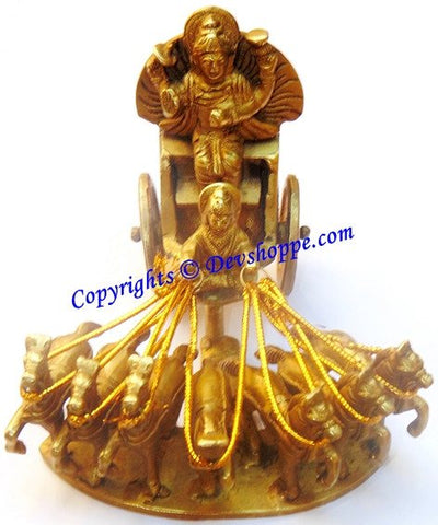 Lord Surya (Sun god) on his seven Horses chariot - Brass Statue - Devshoppe