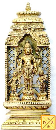 Lord Vishnu with Bhudevi and Sridevi brass idol - Devshoppe