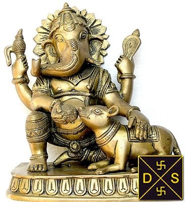 Lord Ganesha feeding his mushaka (mice) - Devshoppe