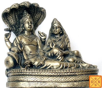 Lord Vishnu and goddess lakshmi idol in mixed metal - Devshoppe