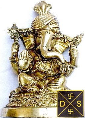 Pagri (turban) Ganesha brass idol - Devshoppe