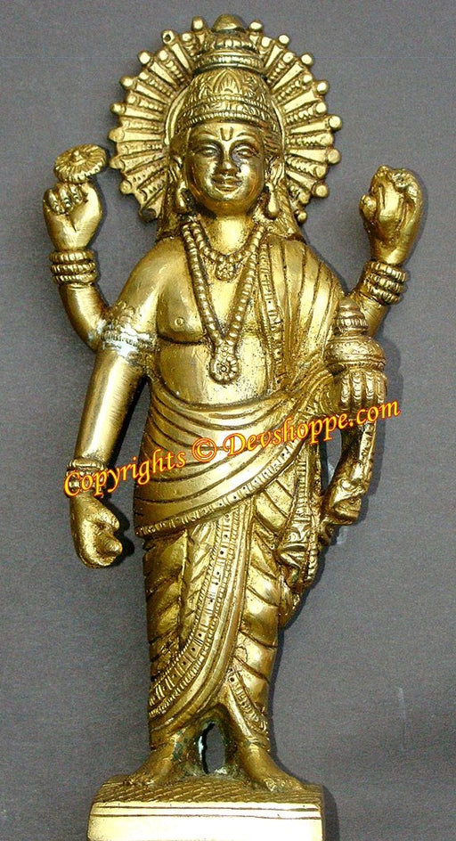 Sri Dhanvantri (Dhanvantari)brass idol ( small size) - Devshoppe