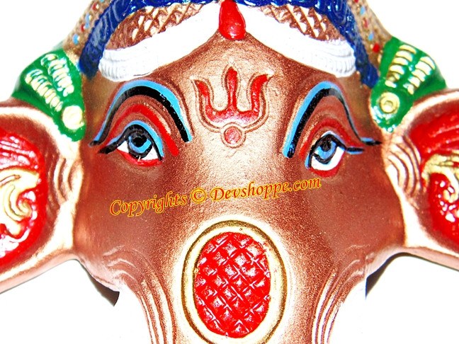 Sri Ganesha face metal wall hanging - Devshoppe
