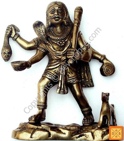 Sri Kal (Kaal) Bhairav (Bhairavar) idol in mixed metal