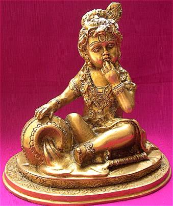 Baby Krishna Makhan chor idol in brass